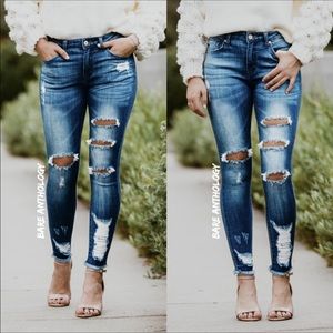 KANCAN DISTRESSED ANKLE SKINNY JEANS #KC5056LD